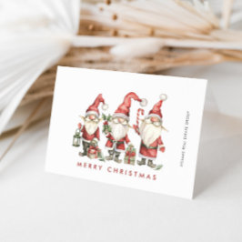 Tarjeta Festiva Funny Cute Santa Gnomes Navidades Corporate