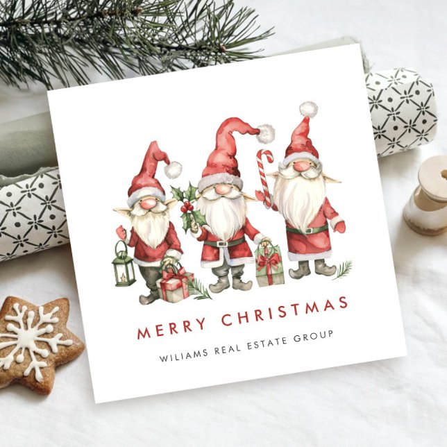 Tarjeta Festiva Funny Cute Santa Gnomes Navidades Corporate (Subido por el creador)