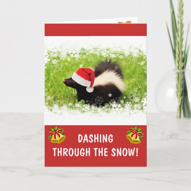Tarjeta Festiva Funny Cute Skunk Navidades (Anverso)