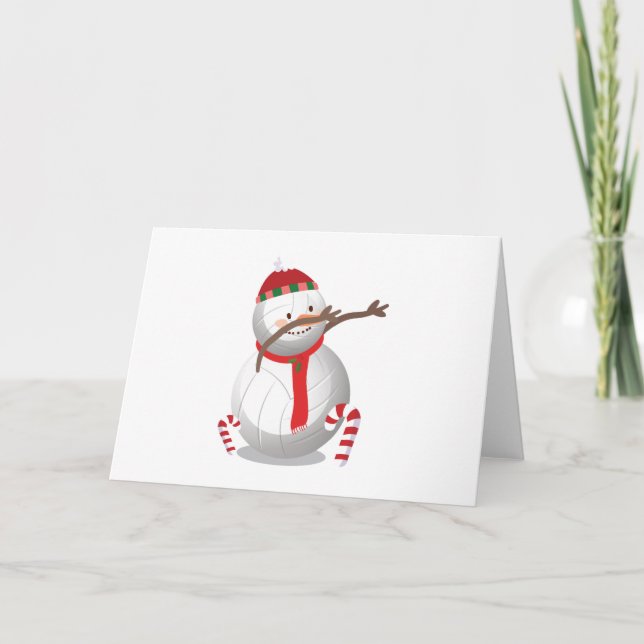 Tarjeta Festiva Funny Dab, Navidades de voleibol de Snowman (Anverso)