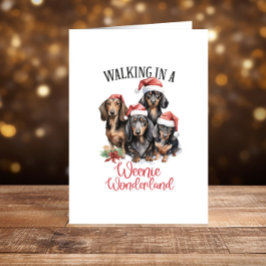 Tarjeta Festiva Funny Dachshunds Navidades de perros Felices Fiest