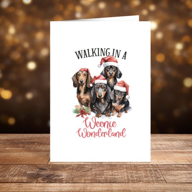 Tarjeta Festiva Funny Dachshunds Navidades de perros Felices Fiest (Subido por el creador)