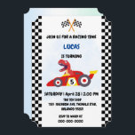Tarjeta Festiva Funny Dinosaur racing car boy kids Birthday fiesta<br><div class="desc">Funny Dinosaur racing car boy niños Birthday fiesta Nombre personalizado</div>