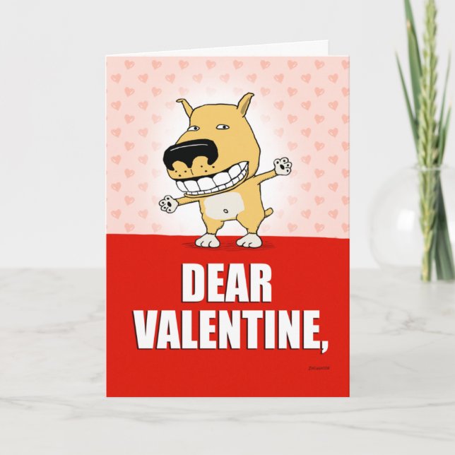 Tarjeta Festiva Funny Dog El día de San Valentín Card (Anverso)