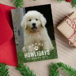 Tarjeta Festiva Funny Dog Navidades Mascota de Holiday Howlidays<br><div class="desc">¡Llamando a todos los amantes del perro! Envíe saludos de "Happy Howlidays" a amigos y familiares con la foto de tu perro en la parte delantera y un divertido patrón de impresión de garras en la parte trasera. ¡Seguro que diseminarás vacaciones (el día de las bodas),  vítores y sonrisas!</div>