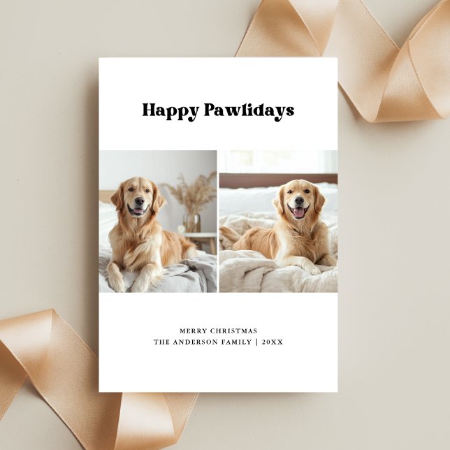 Tarjeta Festiva Funny Dog Photo Golden Retriever Pawlidays Mascota (Subido por el creador)