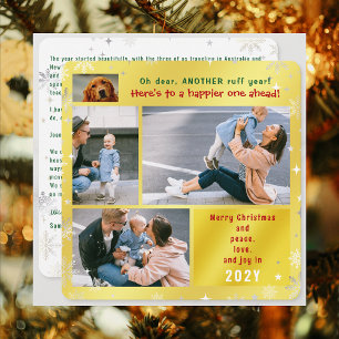 Tarjeta Festiva Funny Dog Ruff Year Peace Love Joy 4 Fotos Golden