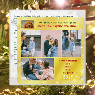 Tarjeta Festiva Funny Dog Ruff Year Peace Love Joy Golden 5 Fotos