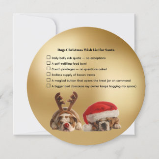 Tarjeta Festiva Funny Dogs Christmas Wish List For Santa 