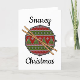 Tarjeta Festiva Funny Drummer Navidades Rock & Roll Snare Drum