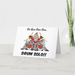 Tarjeta Festiva Funny Drummer Santa Musician Rock & Roll Navidades