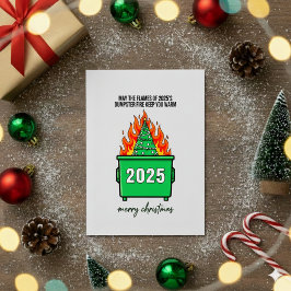 Tarjeta Festiva Funny Dumpster Fire 2025 Xmas Greeting Card