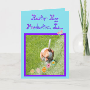 Tarjeta Festiva Funny Easter Card con Huevos y Hueso Basset