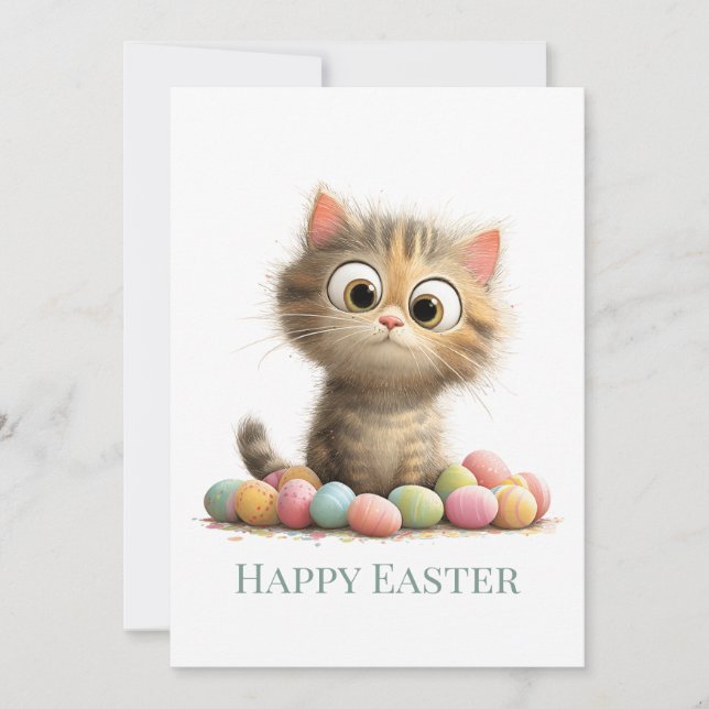 Tarjeta Festiva Funny Easter Cat Flat Greeting Card (Anverso)