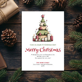 Tarjeta Festiva Funny editable Christmas tree greeting card