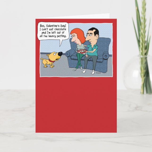 Tarjeta Festiva Funny El día de San Valentín de Perro Jealous (Anverso)