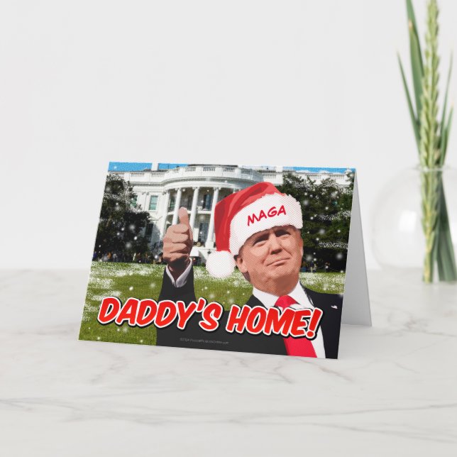 Tarjeta Festiva Funny el presidente del hogar de papá, Donald Trum (Anverso)