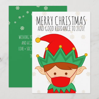 Tarjeta Festiva Funny Elf Face Mask Merry Christmas Mask