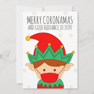Tarjeta Festiva Funny Elf Face Mask Merry Christmas Mask