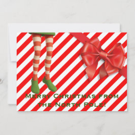 Tarjeta Festiva Funny Elf Legs Holiday Card | North Pole Mischief 