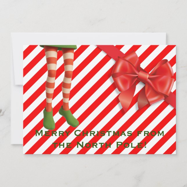 Tarjeta Festiva Funny Elf Legs Holiday Card | North Pole Mischief  (Anverso)