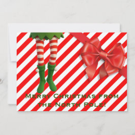 Tarjeta Festiva Funny Elf Legs Holiday Card | North Pole Mischief 
