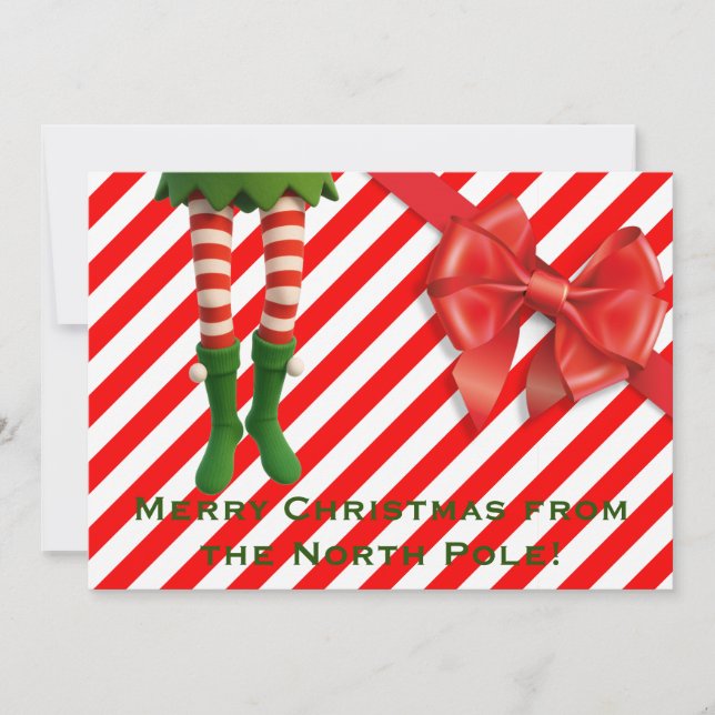 Tarjeta Festiva Funny Elf Legs Holiday Card | North Pole Mischief  (Anverso)