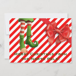 Tarjeta Festiva Funny Elf Legs Holiday Card | North Pole Mischief 