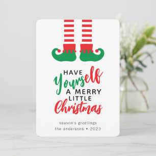 Tarjeta Festiva Funny Elf Merry Christmas