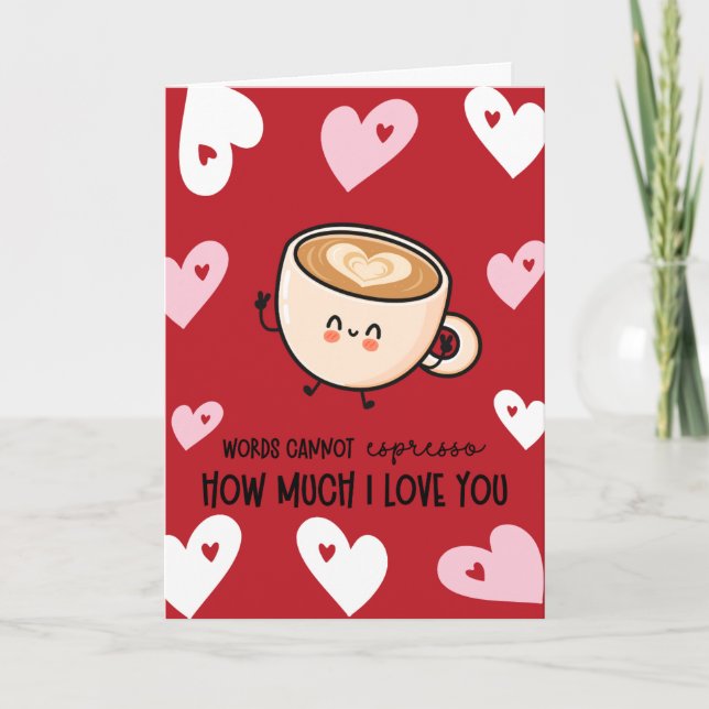 Tarjeta Festiva Funny Espresso Pun Valentine (Anverso)