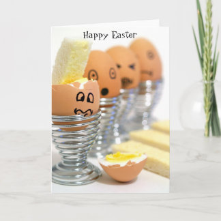 Tarjeta Festiva Funny Face Eggs Happy Easter Card