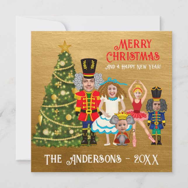 Tarjeta Festiva Funny familia de cazadores de nueces de cinco (Anverso)