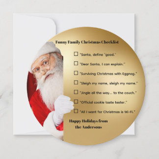 Tarjeta Festiva Funny Family Christmas Checklist