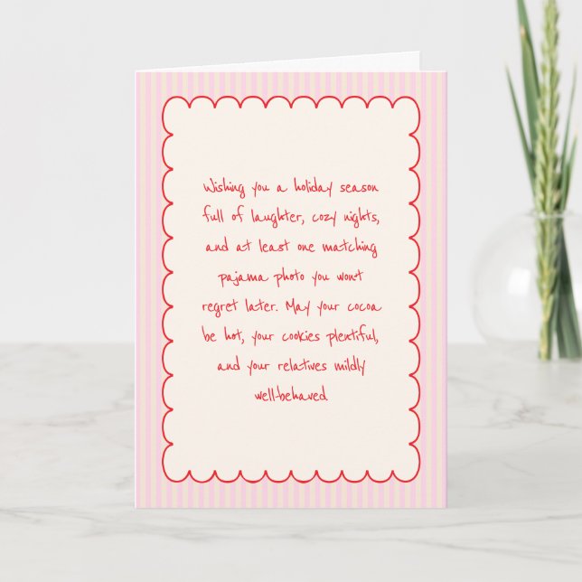 Tarjeta Festiva Funny Family Greeting Letter Christmas Pink Red (Anverso)