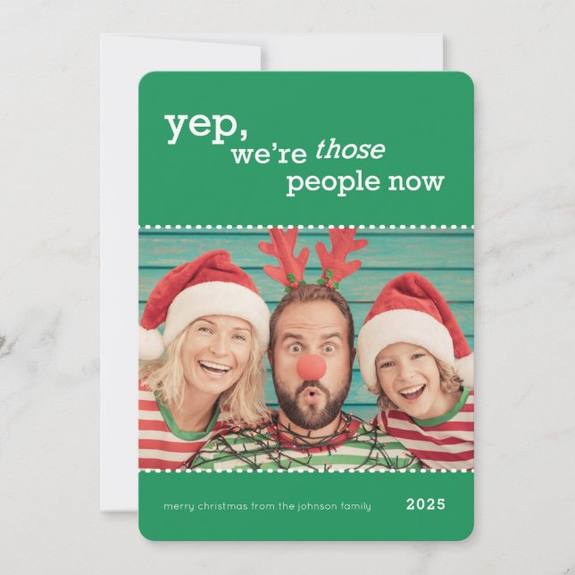 Tarjeta Festiva Funny Family Photo Christmas Card (Anverso)