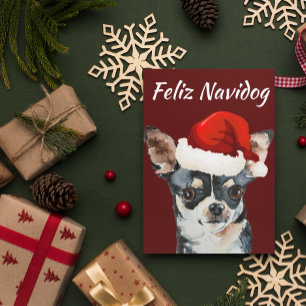Tarjeta Festiva Funny Feliz Navidog Chihuahua