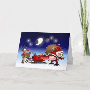 Tarjeta Festiva Funny Feliz Personalizado navideño Santa Y Rudolph