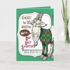 Tarjeta Festiva FUNNY Feo Sweater Meh Navidades de cabra