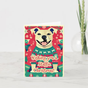 Tarjeta Festiva Funny festivo Staffie Festivier Bull Terrier