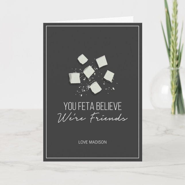 Tarjeta Festiva Funny Feta Friends Valentine Love Cheese Card (Anverso)
