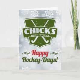 Tarjeta Festiva Funny Field Hockey Holiday Card Xmas Card