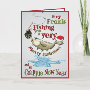 Tarjeta Festiva Funny Fishing Navidades - Merry Fishmas Mistletoe