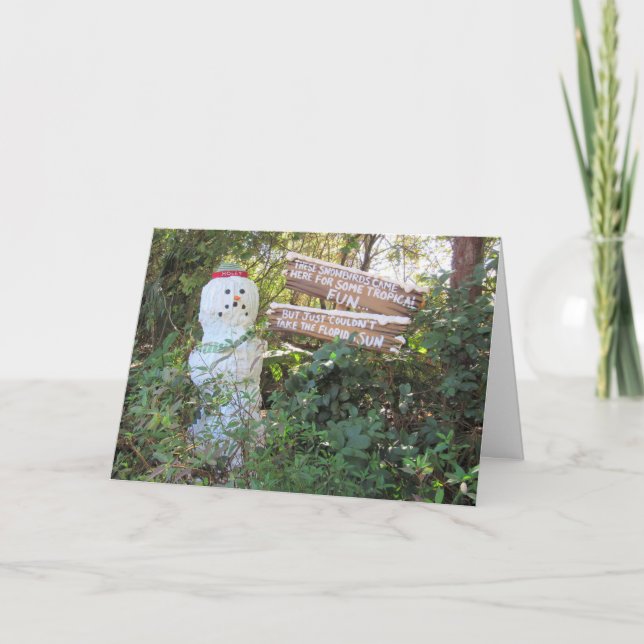 Tarjeta Festiva Funny Florida Melding Snowman Navidades Card (Anverso)