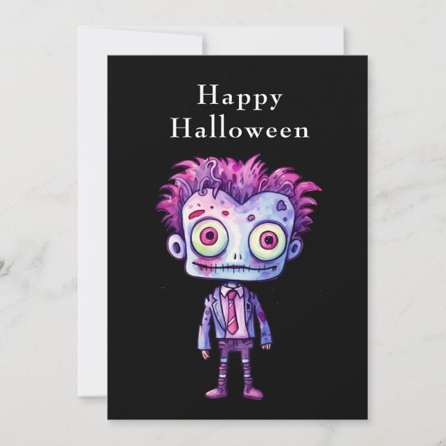 Tarjeta Festiva Funny Frankenstein Monster Halloween Fun (Anverso)