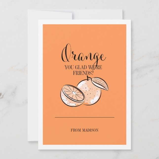 Tarjeta Festiva Funny Fruit Pun Naranja Valentine Card (Anverso)