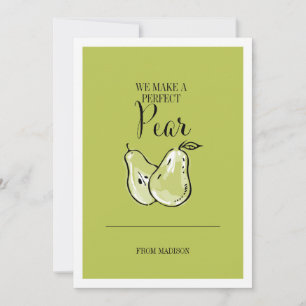 Tarjeta Festiva Funny Fruit Pun Perfect Pear Valentcard