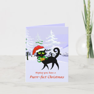 Tarjeta Festiva Funny Gato amante Navidades purrr-fecto