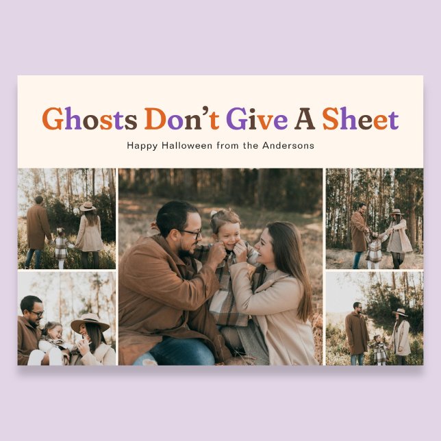 Tarjeta Festiva Funny Ghosts Dont Give A Sheet Halloween Photo (Subido por el creador)