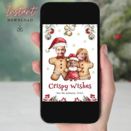 Tarjeta Festiva Funny Gingerbread Family Photo Face Fun Navidades