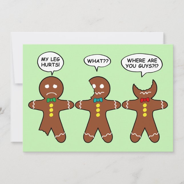 Tarjeta Festiva Funny Gingerbread Men Cookies Green (Anverso)
